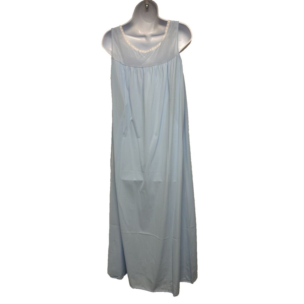 VTG 60's Sears 2 Pc Blue Maxi Peignoir Set Women's Size 36 Medium Nylon Modest - Picture 6 of 12
